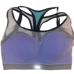 💋 Victoria Secret VSX  Purple Gray Sz 32 DD Sports Bra  Zipper Mesh Women Pink